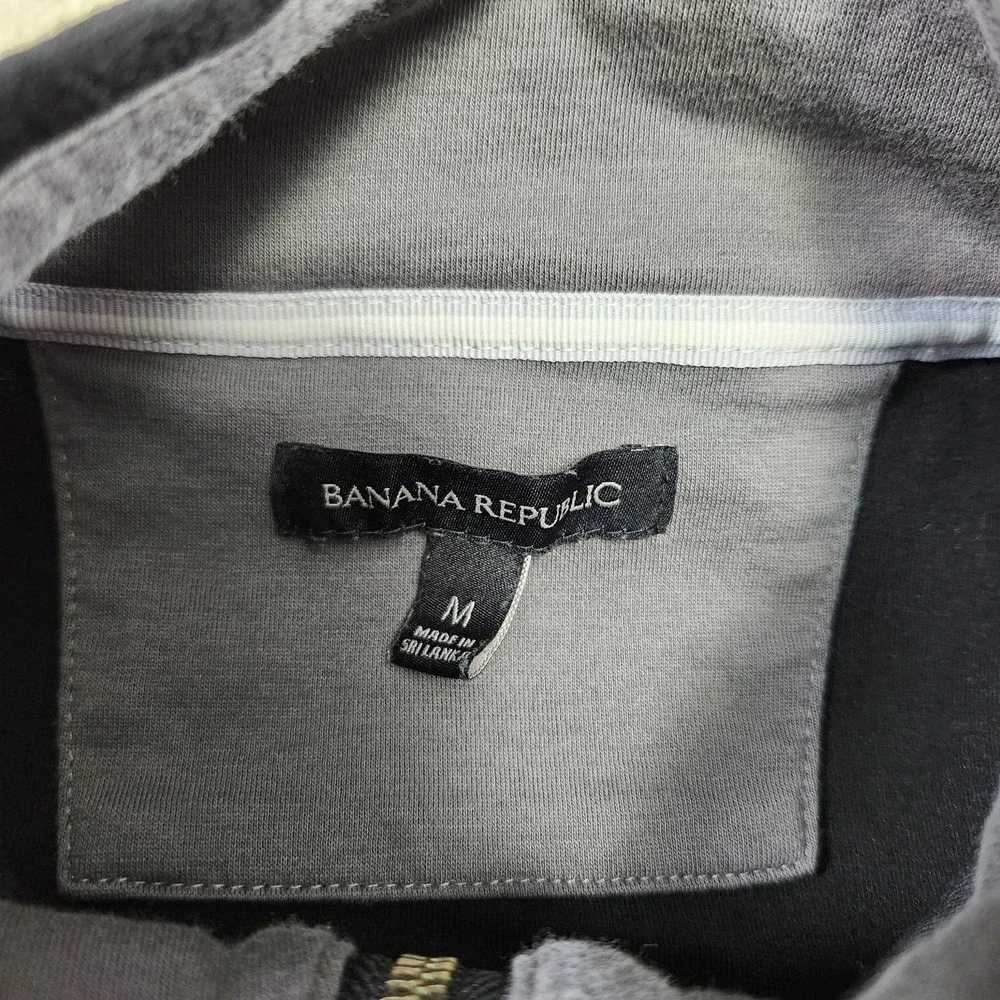 Banana‎ Republic Jacket Men Medium Diamond Quilted Knit Full Zip Cotton Black